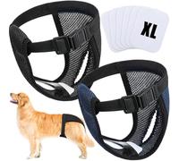 2 Paquetes Pantalones Pañales para Perros con 6 Toallas Sanitarias Bragas Protectoras Lavables Braguitas Higiénicas para Perros Hembras en Celo Sangrado Mensual, Negro y Azul (XL)