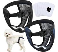 2 Paquetes Pantalones Pañales para Perros con 6 Toallas Sanitarias Bragas Protectoras Lavables Braguitas Higiénicas para Perros Hembras en Celo Sangrado Mensual, Negro y Azul (M)