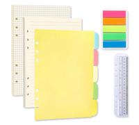 2 Paquetes Papel de Recambio A5, 6 Orificios A5 Hojas de Papel de Recarga, 120 Hojas Recambio Cuadriculadas para Agenda Cuaderno de Viaje