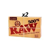 2 paquetes Papel RAW 500's de 78 mm (Total del pack 1000 hojas)