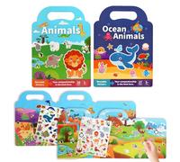 2 Paquetes Pegatinas Animales Libro Pegatinas Reutilizables Juguetes de Viaje Regalo de Cumpleaños para Niños Stickers Infantiles Adecuados para Niños y Niñas