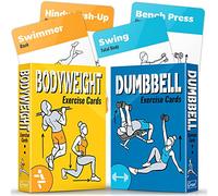 [2 Paquetes] Tarjetas de Entrenamiento Peso Corporal y Mancuernas - Tarjetas Gimnasio en Casa 12,6 x 9 cm 100 Ejercicios - Ideal para Deporte en Casa y Levantamiento de Pesas - Fitness en Casa