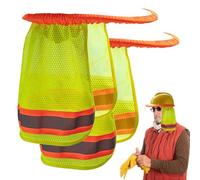 2 parasoles de ayuda, cubierta de ala completa, protector de cuello de malla, ajustable, equipo de seguridad laboral para constructores, sombrero, protector reflectante para cuello de rayas