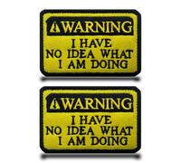2 parches amarillos con texto en inglés "Warning I Have No Idea What I Am Doing", divertidos parches bordados con gancho y bucle, parches militares tácticos para ropa, jeans, gorras, bolsos,