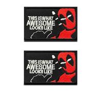 2 parches bordados con texto en inglés "This is What Awesome Look Like" Hero Fun Parche para Hook y Loop Parche bordado para ropa, chaquetas, mochila, chaleco, uniformes, motero, moto, DIY