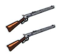 2 parches bordados de escopeta Winchester Rifle - Apliques termoadhesivos del salvaje oeste (8 x 2 cm) - Parche vintage de vaquero para chaquetas, chalecos, bolsas y manualidades