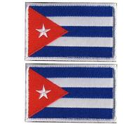 2 parches bordados de moral de la bandera de Cuba, parches tácticos militares para coser en emblema, arneses, gancho para el hombro, brazalete, parche de bricolaje (Cuba)