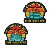 2 parches bordados de nailon con diseño de It's Fine I'm Fine Every Thing's Fine Every Thing's Fina con gancho táctico militar extraíble para ropa, mochilas, chaleco, chaqueta, camiseta, vaqueros, 2
