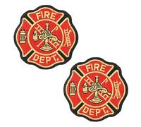 2 parches bordados para planchar y coser con escudo del departamento de bomberos, parche completo bordado de moral para mochilas, ropa, chaqueta, jeans, gorra, Unifrom, bolsa de motociclista