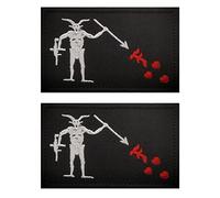 2 parches de bandera de Barbanra AliPlus Edward Teach parche de bandera pirata bordado táctico moral parche apliques cierre gancho y bucle (AK47 01)