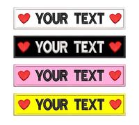 2 parches de bordado de nombre personalizado con logotipo de corazón rojo para personalizar su emblema de pecho bordado de texto
