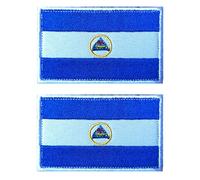 2 parches de la bandera de AliPlus Nicaragua bordados tácticos militares moral parche apliques cierre gancho y bucle