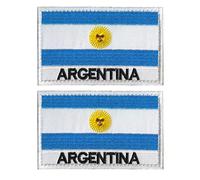2 parches de la bandera de Argentina AliPlus bordado táctico militar moral parche apliques cierre gancho y bucle (Argentina)