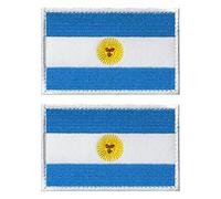 2 parches de la bandera de Argentina Aliplus bordado táctico militar moral parche apliques cierre gancho y bucle