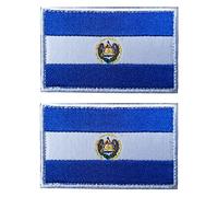 2 parches de la bandera de Salvador Aliplus EI bordado táctico militar moral parche apliques cierre gancho y bucle