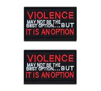 2 parches de violencia es una opción/elige violencia divertidos parches tácticos militares de motociclista, emblema bordado de gancho y bucle para ropa, mochila, chaqueta, jeans, ropa y táctica