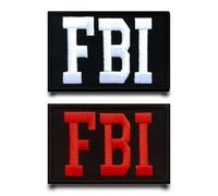 2 parches divertidos del FBI negro y rojo con bordado táctico de bandera militar parche apliques para gorra de béisbol, mochilas, bolsillos al aire libre, chaqueta, chaleco, ropa