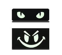 2 parches reflectantes divertidos de ojos de gato y cara sonriente, infrarrojos, insignia de moral de seguridad infrarroja, insignia táctica militar, uniforme militar, emblema para mochila, ropa,