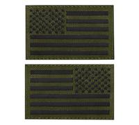 2 parches reflectantes infrarrojos infrarrojos de la bandera estadounidense de EmWoot America, corte láser, gancho y bucle regular e inverso (3 x 2 pulgadas, verde)