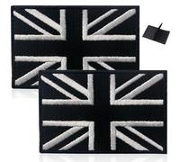 2 parches tácticos de la bandera del Reino Unido, parche táctico de la bandera del Reino Unido bordado con la bandera de Inglaterra en blanco y negro con cierre de gancho y bucle, emblema del Reino