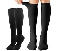 2 Pare Medias de Compresión Mujer y Hombre, Calcetines Compresivos, Confortables Elásticas, Suaves y Transpirables, ara Días Activos y Deporte, Negro XL