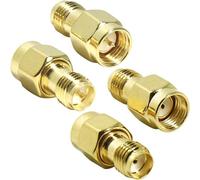 2 Pares Adaptadores de Conector RF, Adaptadores Macho a RP-SMA Hembra y Hembra a RP-SMA Macho, Conexión Estable, Conectores de Antena de para Wi-Fi, Radio y Amplificadores de Señal