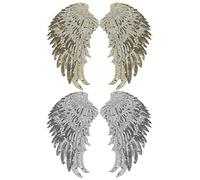 2 pares Alas de ángel, parche de tela Alazada de costura Lectins Accesorios de parches decorativos de ángel para la chaqueta de bricolaje decoración de tela