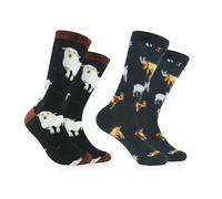 2 Pares Calcetines Con Ilustración De Animales, Calcetines Divertidos De Cabra, Calcetines Para Dormir De Ovejas De Dibujos Animados, Calcetines De Punto Para Hombre