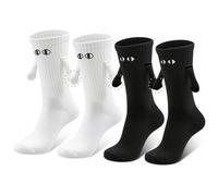 2 pares Calcetines magnéticos Unisex Adulto,Calcetines magnéticos divertidos, Calcetines 3D Calcetines de Manos Agarradas 36-43, Mediano Tubo Calcetines par unisex divertido con las manos pareja