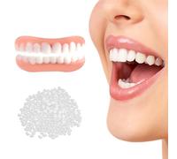 2 Pares Carillas Dentales Ajustables Dentadura De Silicona, Dientes Postizos Temporales Superior E Inferior, Kit Blanqueamiento Dental Con Perlas De Unión Térmica, Talla Única