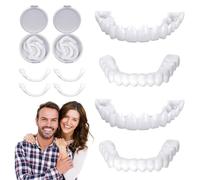 2 Pares Carillas Dentales Universales Protesis Dental Arriba Y Abajo, Dentadura De Silicona Dientes Postizos Temporales Tiras Blanqueadoras Dientes Para Hombres Mujeres