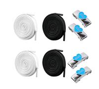 2 Pares Cordones Elasticos Exquisitos Hebilla MetáLica Muy EláSticos Planos Cordones Zapatillas Para Zapatillas Deportivas, Zapatos De Senderismo, Zapatos De Trabajo Y Zapatos Casuales, Blanco Negro