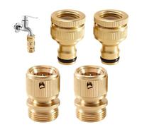 2 pares de 1/2 pulgadas de rosca exterior de acoplamiento rápido y conector de grifo de 1/2 o 3/4 pulgadas, acoplamiento de manguera de latón, acoplamiento rápido para jardín, cocina, grifo, riego al