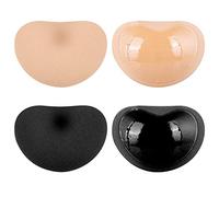 2 Pares de Almohadillas de Sujetador, Respirable de Rellenos Bra Pecho Push up Reutilizable Almohadillas Sujetador (Negro+Desnudo - Corazon, Medium)