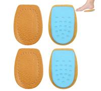 2 pares de almohadillas de talón para zapatos de piel de vacuno, 9,2 x 6,8 x 1 cm, cuña de talón para tendón de Aquiles, elevación del zapato, con refuerzo de altura invisible, unisex (marrón)