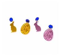 2 pares de aretes acrílicos para mujeres y niñas, juego de aretes acrílicos de conejo de huevo de Pascua, regalo creativo y único, juego de joyas para decoración diaria de fiestas, talla única, Metal