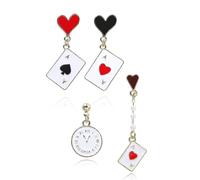 2 pares de aretes de corazón con tarjeta, ligeros, asimétricos, accesorios colgantes para mujeres y niñas, accesorios de fiesta llamativos