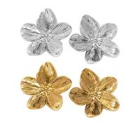 2 pares de aretes de flores, aretes de declaración de oro para mujer, aretes de oro, aretes florales, aretes vintage