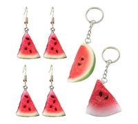 2 Pares De Aretes De Sandía Y 2 Llaves, Pendientes De Estilo Creativo, Lindos Accesorios Divertidos, Accesorios De Ropa.