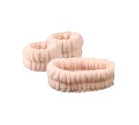 2 pares de bandas de pelo de felpa de forro polar coral, impermeables, para lavar la cara, absorbentes, accesorios para el cabello (rosa claro)