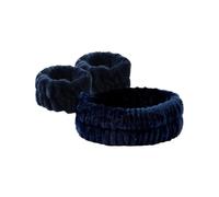 2 pares de bandas de pelo de forro polar coral de felpa, impermeables, para lavar la cara, absorbentes, accesorios para el cabello (color azul)