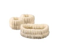 2 pares de bandas de pelo de forro polar coral de felpa, impermeables, para lavar la cara, absorbentes, accesorios para el cabello (amarillo arroz)