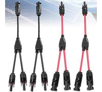 2 pares de cables solares de extensión en Y, conector en Y, cable de panel solar solar, conector en Y, adaptador paralelo fotovoltaico, conector en Y, conector de cable para panel solar listo para