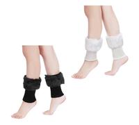 2 Pares De Calcetines Cálidos, Calcetines De Punto De Felpa, Calcetines Tipo Polainas, Calcetines Decorativos, Calcetines De Moda (Negro, Blanco)