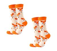 2 Pares De Calcetines Con Estampado De Zorro, Calcetines De Animales A Media Pantorrilla, Calcetines Lindos De Dibujos Animados, Calcetines Divertidos, Calcetines Suaves Y Cómodos