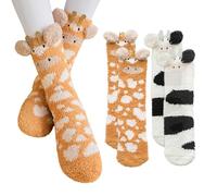 2 Pares De Calcetines De Animales De Dibujos Animados, Calcetines De Casa, Calcetines De Vellón De Coral, Calcetines Cálidos Y Calientes, Calcetines Blandos