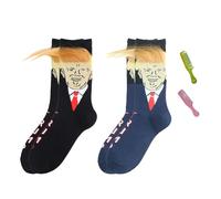 2 Pares de Calcetines de Broma Trump con Mini Peines Divertidos - Calcetines Novedosos de Personalidad Peculiar