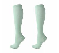 2 pares de calcetines de compresión para hombres y mujeres, calcetines de vuelo, calcetines de compresión para correr, verde claro, Small/Medium