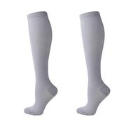 2 pares de calcetines de compresión para hombres y mujeres, calcetines de vuelo, calcetines de compresión para correr, Gris Claro, Small/Medium