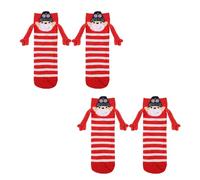 2 Pares de Calcetines de Navidad, Calcetines Magnéticos para Sujetar la Mano Calcetines diveRtidos Lindos de Papá Noel Calcetines de Pareja Tomados de la Mano para Parejas Mujeres y Hombres